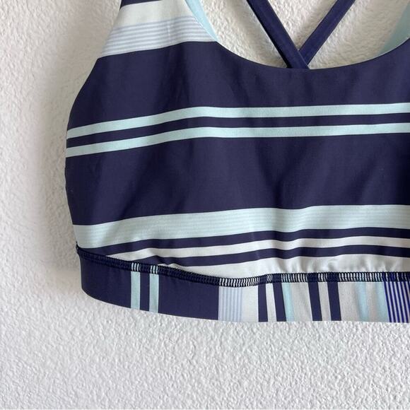 Lululemon Energy Bra Blue Groovy Stripe Nimbus Criss Cross Straps - Picture 3 of 10
